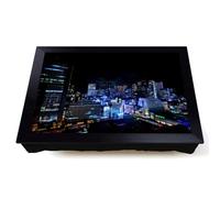 Lap Tray with Bean Bag Cushion, Tokyo Japan Skyline | Raised Wooden Edge, Padded Cushion, Heat-Resistant Wipe-Clean Surface, for Meals, Laptops and Crafts