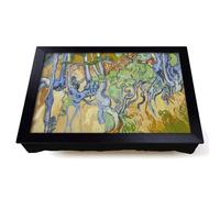 Lap Tray with Bean Bag Cushion, Tree Roots by Vincent Van Gogh | Raised Wooden Edge, Padded Cushion, Heat-Resistant Wipe-Clean Surface, for Meals, Laptops and Crafts