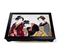Lap Tray with Bean Bag Cushion, Two Geishas And A Maid by Kitao Shigemasa