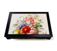 Lap Tray with Bean Bag Cushion, Vase Of Flowers by Herman Henstenburgh | Raised Wooden Edge, Padded Cushion, Heat-Resistant Wipe-Clean Surface, for Meals, Laptops and Crafts