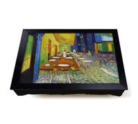 Lap Tray with Bean Bag Cushion, Vincent Van Gogh Cafe Terrace at Night | Handmade in the UK, Raised Wooden Edge, Padded Cushion, Heat-Resistant Wipe-Clean Surface, for Meals, Laptops and Crafts