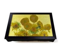 Lap Tray with Bean Bag Cushion, Vincent Van Gogh Sunflowers | Raised Wooden Edge, Padded Cushion, Heat-Resistant Wipe-Clean Surface, for Meals, Laptops and Crafts