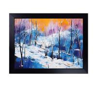 Lap Tray with Bean Bag Cushion, Winter Forest Landscape Abstract H0324 | Handmade in the UK, Raised Wooden Edge, Padded Cushion, Heat-Resistant Wipe-Clean Surface, for Meals, Laptops and Crafts