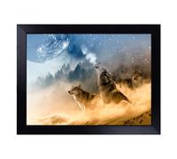Lap Tray with Bean Bag Cushion, Wolves Howling At The Moon Forest Landscape