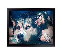 Lap Tray with Cushion | A Husky Dog in Abstract | Padded Bean Bag Cushion | For Eating, Working, Crafting, Laptop | Portable Table Desk