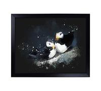 Lap Tray with Cushion | Atlantic Puffin Birds Vol.4 Paint Splash | Padded Bean Bag Cushion | For Eating, Working, Crafting, Laptop | Portable Table Desk