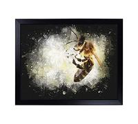 Lap Tray with Cushion | Bee Collecting Pollen Vol.1 Paint Splash | Padded Bean Bag Cushion | For Eating, Working, Crafting, Laptop | Portable Table Desk