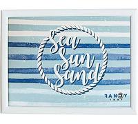 Lap Tray with Cushion Food Serving Tray Laptop Lap Tray Size 43 x 33 x 1.5 cm - Wooden Tray Soft Padded Bean Bag Tray- Soft Cushioned Work Portable Desk ( Sea Sun Sand Stripes )