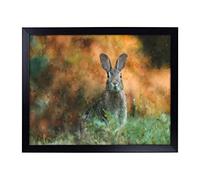 Lap Tray with Cushion | Hare in a Meadow Painting | Padded Bean Bag Cushion | For Eating, Working, Crafting, Laptop | Portable Table Desk