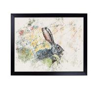 Lap Tray with Cushion | Hare in the Bushes Watercolour | Padded Bean Bag Cushion | For Eating, Working, Crafting, Laptop | Portable Table Desk