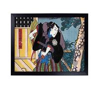 Lap Tray with Cushion | Man with Two Samurai Swords by Utagawa Kunisada | Padded Bean Bag Cushion | For Eating, Working, Crafting, Laptop | Portable Table Desk