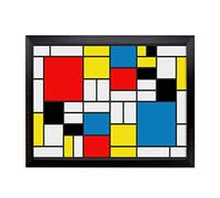 Lap Tray with Cushion | Piet Mondrian Style Of | Padded Bean Bag Cushion | For Eating, Working, Crafting, Laptop | Portable Table Desk