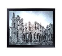 Lap Tray with Cushion | Ruins of Whitby Abbey in England in Abstract | Padded Bean Bag Cushion | For Eating, Working, Crafting, Laptop | Portable Table Desk