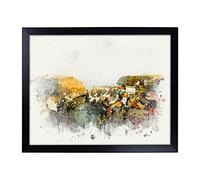 Lap Tray with Cushion | Staithes in North Yorkshire in Abstract | Padded Bean Bag Cushion | For Eating, Working, Crafting, Laptop | Portable Table Desk