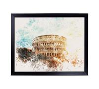 Lap Tray with Cushion | The Colisium in Rome Italy Watercolour | Padded Bean Bag Cushion | For Eating, Working, Crafting, Laptop | Portable Table Desk