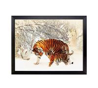 Lap Tray with Cushion | Tigers Winter Forest | Padded Bean Bag Cushion | For Eating, Working, Crafting, Laptop | Portable Table Desk