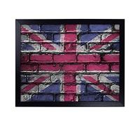 Lap Tray with Cushion | Union Jack Brick Wall Graffiti in Abstract | Padded Bean Bag Cushion | For Eating, Working, Crafting, Laptop | Portable Table Desk