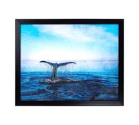 Lap Tray with Cushion | Whale Tail from the Ocean Painting | Padded Bean Bag Cushion | For Eating, Working, Crafting, Laptop | Portable Table Desk