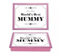 Lap Tray World’s Best Mummy With Cushion Bean Bag, Breakfast, Dinner, Food, Drink, Serving, Laptop, TV, Large Lap Surface, Lightweight Portable, Cravan, Picnic, Home Office Easy Serve