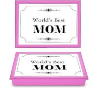 Lap Tray World’s Best Mom With Cushion Bean Bag, Breakfast, Dinner, Food, Drink, Serving, Laptop, TV, Large Lap Surface, Lightweight Portable, Cravan, Picnic, Home Office Easy Serve