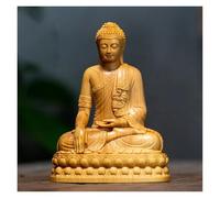 LAPADULA Tabletop Figurines Wooden Buddha Statue Hand-carved Solid Wood Home Room Office Feng Shui Ornaments Home Decor Statue