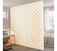 Lapalife 100in Winter Velvet Quilted Heavy Duty Room Divider Curtain Window Drapes Solid Thermal Isolate Light Heat Sound Cold Blocking Curtain,Beige, 1Panel
