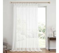 Lapalife Extra Wide Pure White Sheer Curtains 100" W x 96" L, 1 Panel Soft Voile Light Filtering Privacy Drapery, Rod Pocket & Pencil Pleat Airy Window Curtains for Patio Door, Living Room