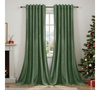 Lapalife Green Blackout Velvet Curtains Pencil Pleat for Bedroom Livingroom,2 Panel 108 inch Long Room Darkening Noise Reducing Drapes,Back Tap Clip Pleat Hook Pin Hook Heading