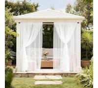 Lapalife Outdoor Privacy Curtain 52 x 84 L - Single Panel Dual-Layer Waterproof Blackout & Mosquito Netting Sheer, All-Weather Gazebo Drape with Rod Pocket & 1 Tieback for Patio/Porch/Garden