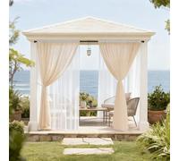 Lapalife Outdoor Privacy Curtain 52 x 96 L - Single Panel Dual-Layer Waterproof Blackout & Mosquito Netting Sheer, All-Weather Gazebo Drape with Rod Pocket & 1 Tieback for Patio/Porch/Garden
