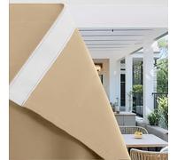 Lapalife Windproof Outdoor Curtain for Patio Waterproof,Single Panel Magic Tape Top & Bottom Fixed, Blackout Thermal Insulated Drapes for Gazebo/Porch/Lawn,52 x 84inch,Beige