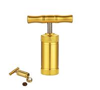 LapangZi Heavy Duty T-Shape Pollen Press Tool for Herb, Spice, Hay - Golden Aluminum Metal - Single Handle