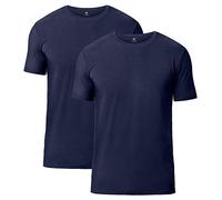 LAPASA 2 Pack Men's Undershirts Premium Stretch Modal Underwear Shirts Super Soft Short Sleeve Undershirts Stretch Slim Fit M07 Navy Blue (Crew Neck) L