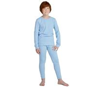 LAPASA Boy's Cotton Thermal Underwear Set, Winter Soft 4-13 Years Kids Base Layer for Skiing, Cycling, and Running Top & Bottom B10, Light Blue, 9-10 Years