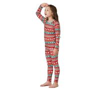 LAPASA Girl's Thermal Underwear Set, Kids Fleece Lined Long Johns Soft Winter Base Layer Top & Bottom G03, Christmas 2, 5-6 Years