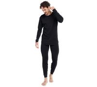 LAPASA Men's 100% Merino Wool Base Layer Set Ultra Warm Long Sleeve Thermal Underwear Top & Bottom, Breathable, Soft Thermoflux M126, Black, XXL
