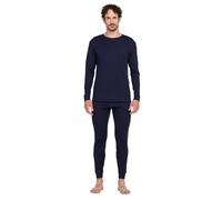 LAPASA Men's 100% Merino Wool Base Layer Set Ultra Warm Long Sleeve Thermal Underwear Top & Bottom, Breathable, Soft Thermoflux M126, Navy Blue, S