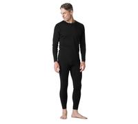 LAPASA Men's 100% Merino Wool Base Layer Set Warm Long Sleeve Thermal Underwear Top & Bottom, Breathable, Soft Thermoflux M31, Black, L