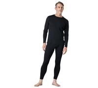 LAPASA Men's 100% Merino Wool Base Layer Set Warm Long Sleeve Thermal Underwear Top & Bottom, Breathable, Soft Thermoflux M31, Heather Black, XL