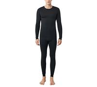LAPASA Men's Fleece Lined Thermal Underwear Set, Light / Mid / Heavyweight Warm Long Sleeve Long Johns Top and Bottom, Base Layer Set M11/M57/M24,L,Black (Midweight)
