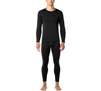 LAPASA Men's Fleece Lined Thermal Underwear Set, Light / Mid / Heavyweight Warm Long Sleeve Long Johns Top and Bottom, Base Layer Set M11/M57/M24,L,Black (Heavyweight)