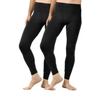LAPASA Men's Thermal Underwear Bottom Fleece Lined Long Johns Leggings Light/Mid/Heavyweight M10/M56/M25,S,Black (Midweight (2 Bottoms))