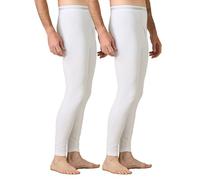 LAPASA Men's Thermal Underwear Bottom Fleece Lined Long Johns Leggings Light/Mid/Heavyweight M10/M56/M25,S,White (Lightweight (2 Bottoms))