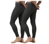 LAPASA Men's Thermal Underwear Bottom Fleece Lined Long Johns Leggings Light/Mid/Heavyweight M10/M56/M25,M,Dark Heather Grey (Midweight (2 Bottoms))