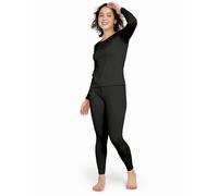 LAPASA Women's Thermal Underwear Set Fleece Lined Base Layer for Ladies Classic Breathable Soft Warm Long Sleeve Top & Bottom,XS,100 Lightweight,Black