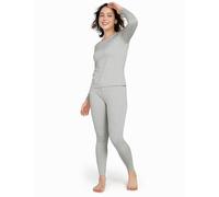 LAPASA Women's Thermal Underwear Set Fleece Lined Base Layer for Ladies Classic Breathable Soft Warm Long Sleeve Top & Bottom,M,100 Lightweight,Heather Grey