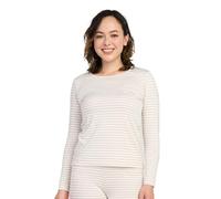 LAPASA Women's Thermal Underwear Top, Lightweight Warm Long Sleeve Crew Neck Shirt L15, Heather Grey x White Stripe (1 Top), XS
