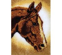 LAPATAIN Latch Hook Kits DIY Crochet Yarn Kits,Horse Carpet Embroidery Hook Rug Kit Needlework Sets Cushion for Kids or Adults Home Decor 15x20inch
