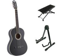 LaPaz C30BK 4/4-Size Classical Guitar (Black) + Stand and Foot Rest