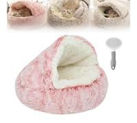 Lapcatz Bed, Lapcatz Nest Bed, Cat Nest Bed, Pursnug Cat Bed, Covered Plush Cat Bed, Cat Beds for Indoor Cats, Removable and Washable Cat Bed, Calming Dog Bed (Pink Long Velvet,15.7in)